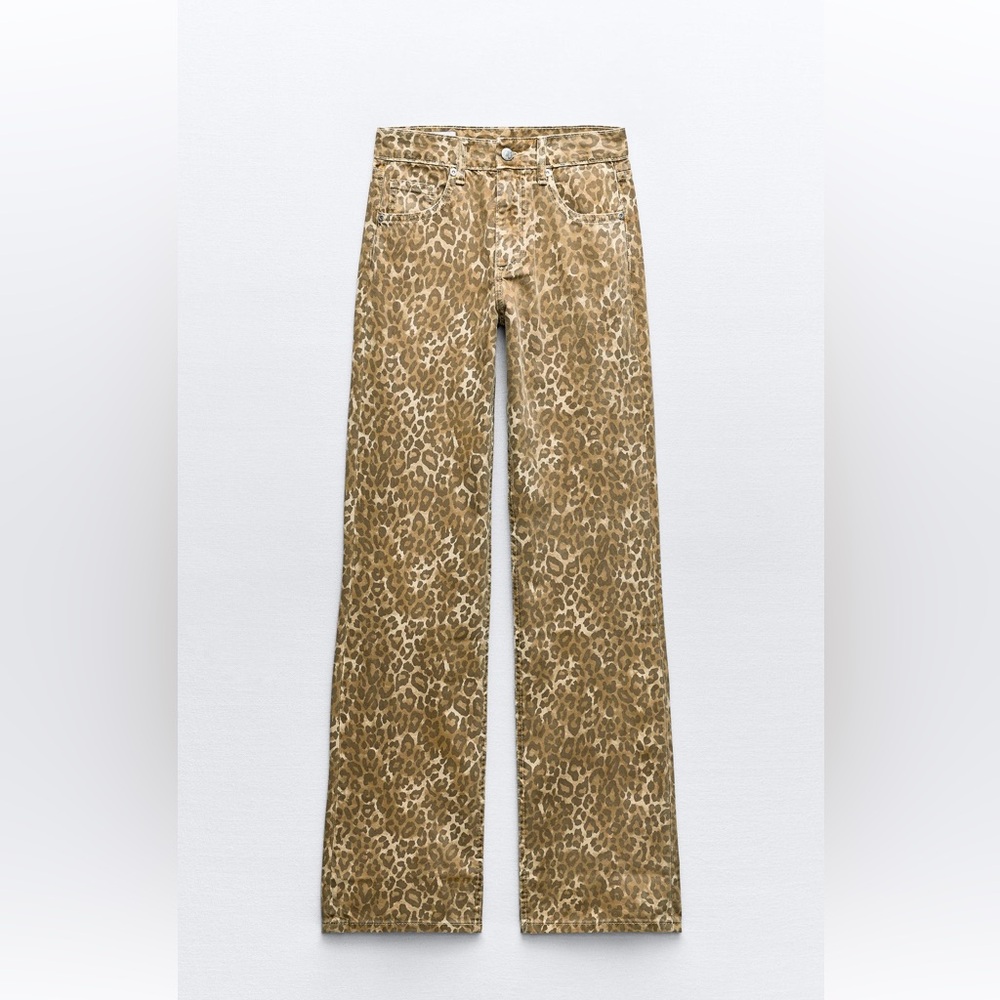 Zara animal print trf wide leg jeans